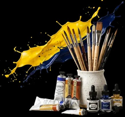 Art Supplies and Paint Splash