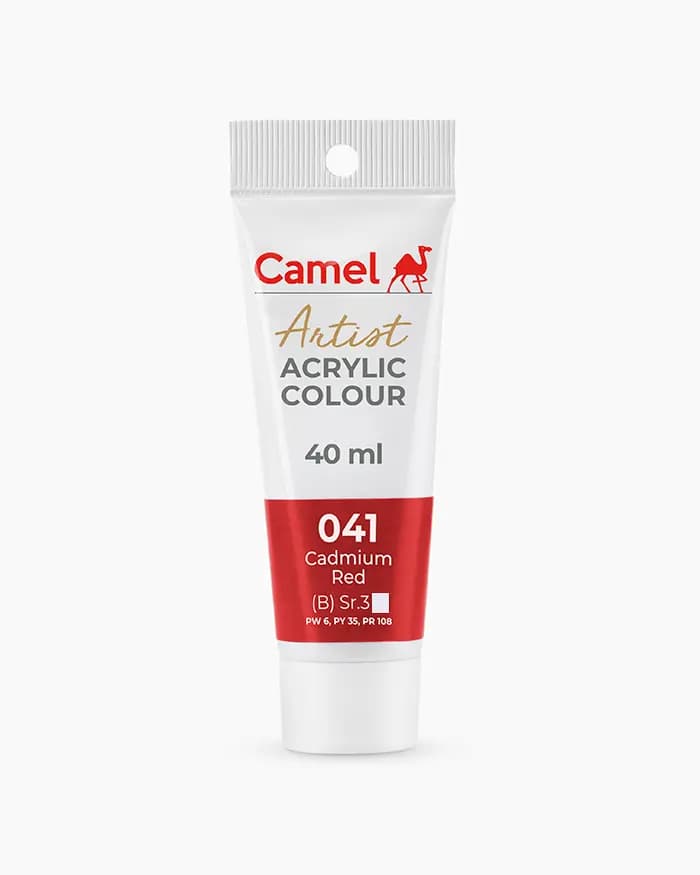 Camel Artist Acrylic Colours Individual tube of Cadmium Red Sr 3 in 40 ml