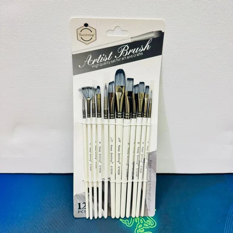 Keep Smiling Silver Body White Mix Brush Set 12pcs