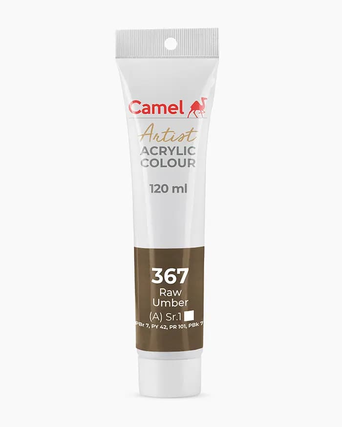 Camel Artist Acrylic Colours Individual tube of Raw Umber Sr 1 in 120 ml