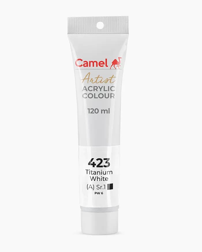 Camel Artist Acrylic Colours Individual tube of Titanium White Sr 1 in 120 ml