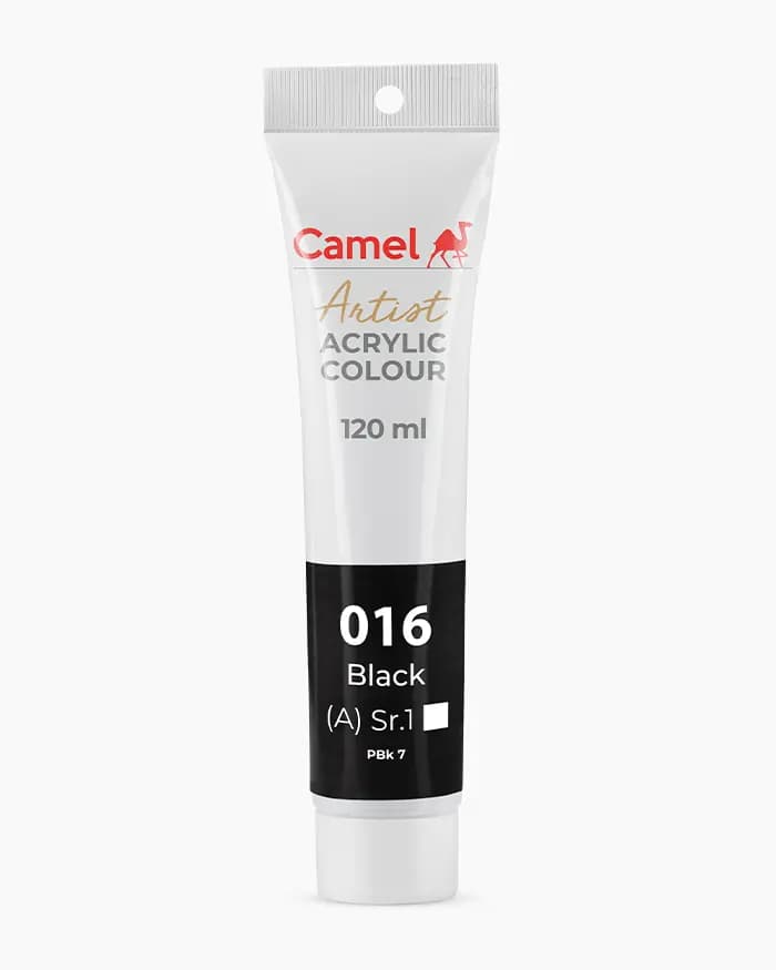 Camel Artist Acrylic Colours Individual tube of Black Sr 1 in 120 ml
