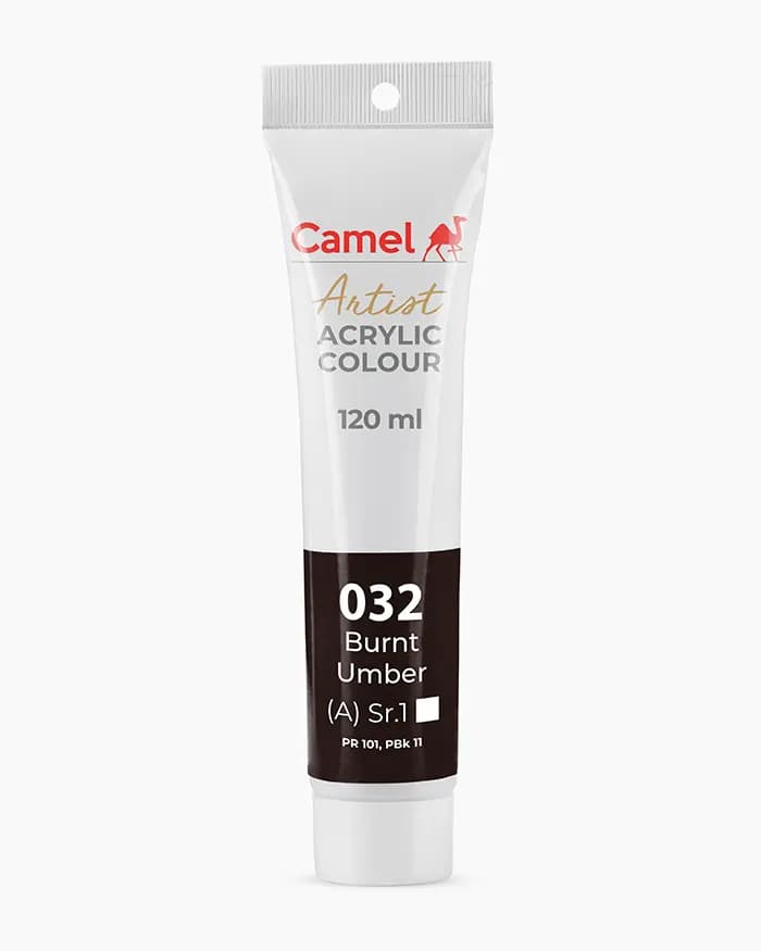 Camel Artist Acrylic Colours Individual tube of Burnt Umber Sr 1 in 120 ml