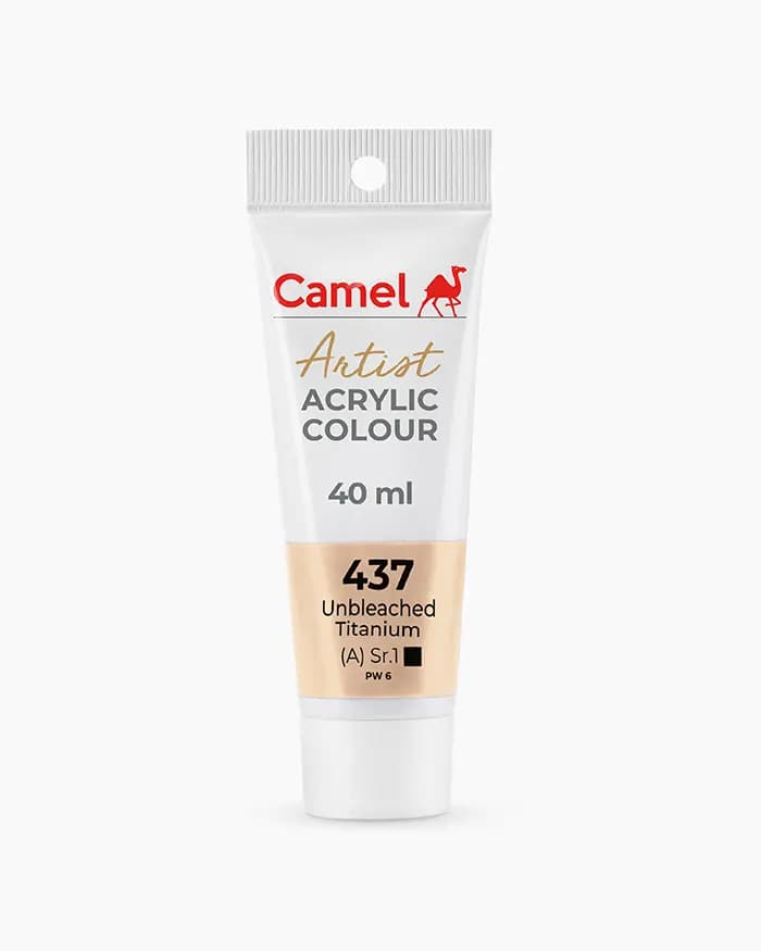 Camel Artist Acrylic Colours Individual tube of Unbleached Titanium Sr 1 in 40 ml