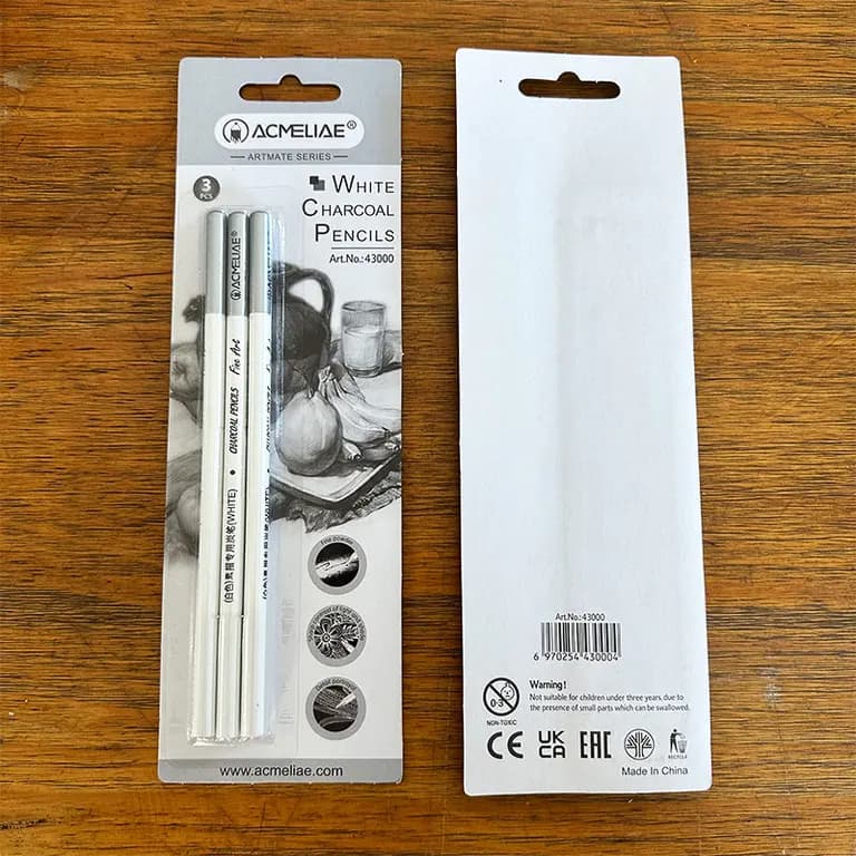 Acmeliae White Charcoal Pencil 3pes SeT