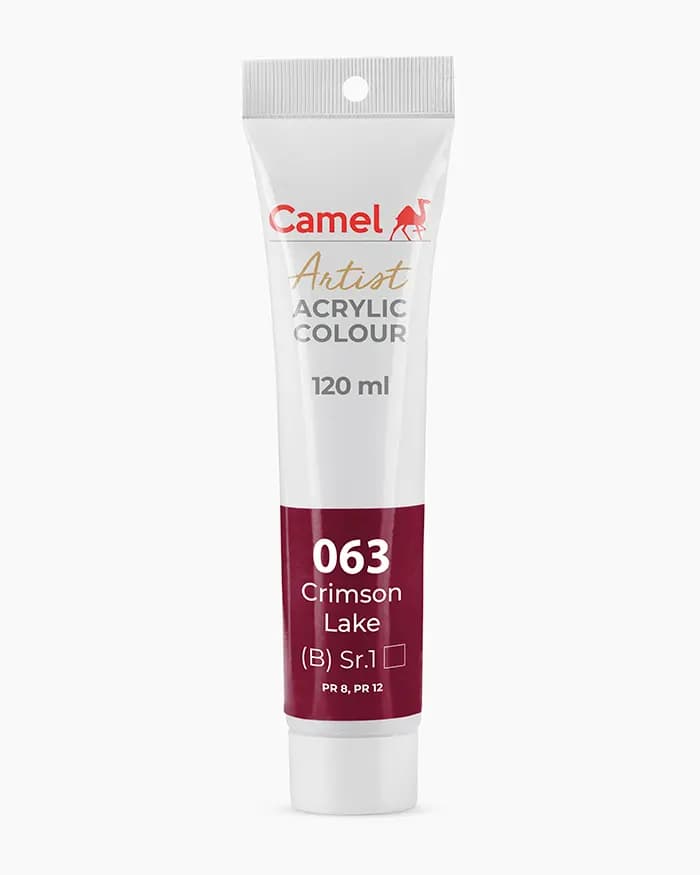 Camel Artist Acrylic Colours Individual tube of Crimson Lake Sr 1 in 120 ml