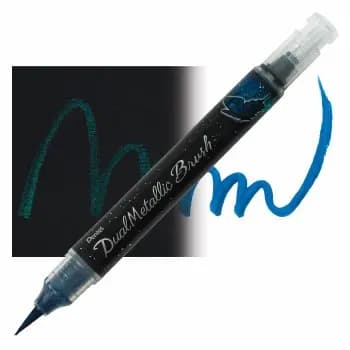 Pentel Dual Metallic Brush-Blue Plus Metallic Green - XGFH-DCX