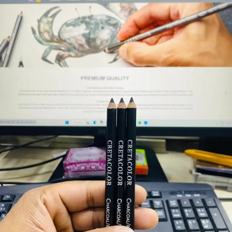 Cretacolour black charcoal pencil soft 1pes	