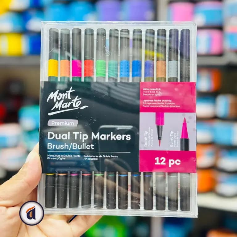Mont Marte Dual Tip Markers Brush Bullet 12pc