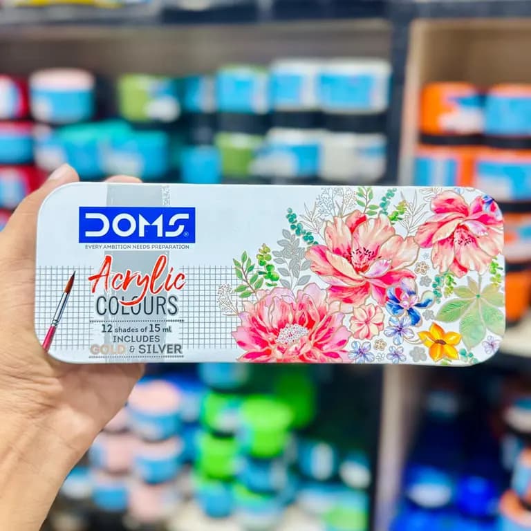 DOMS Acrylic Colours – 12 Shades of Brilliance (15ml each)