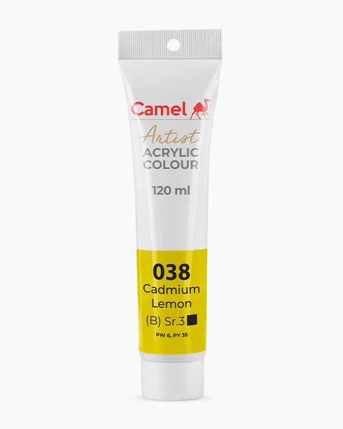 Camel Artist Acrylic Colours Individual tube of Cadmium Lemon Sr 3 in 120 ml
