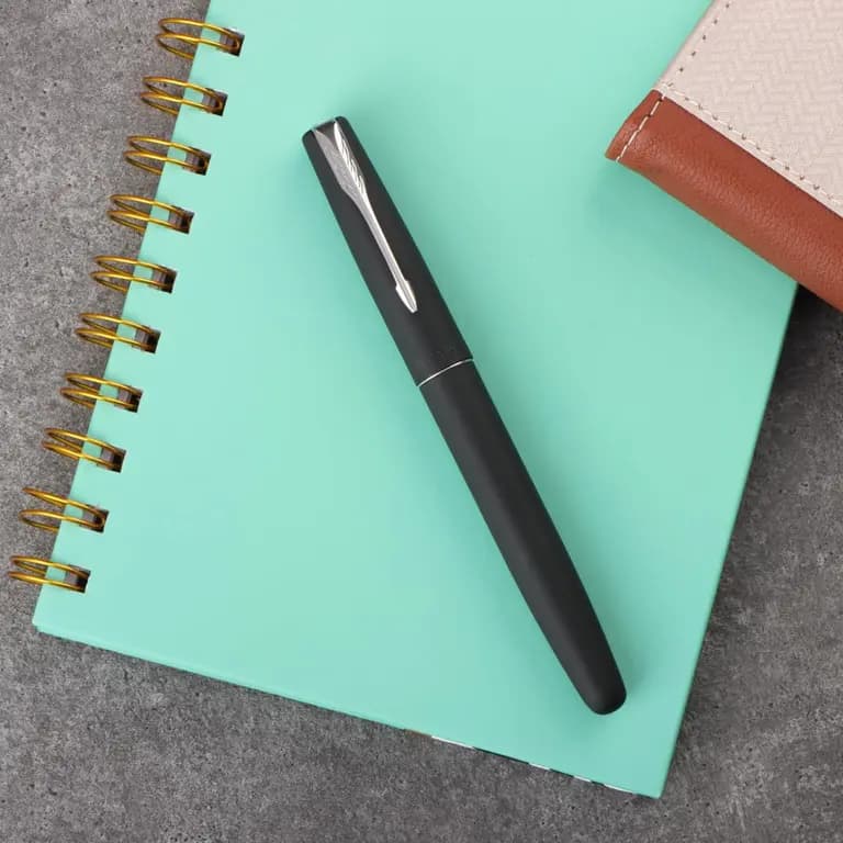 Parker Frontier Matte Black Chrome Trim Fountain Pen 