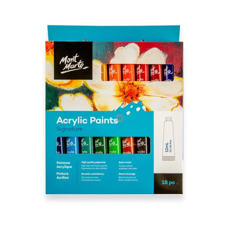 Mont Marte Acrylic Paints 18pc x 12ml