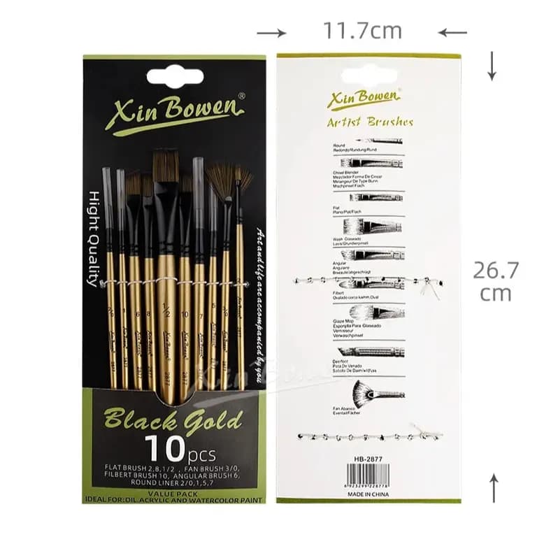 Xin Bowen Black & golden Body Combo Brush set 10pc 