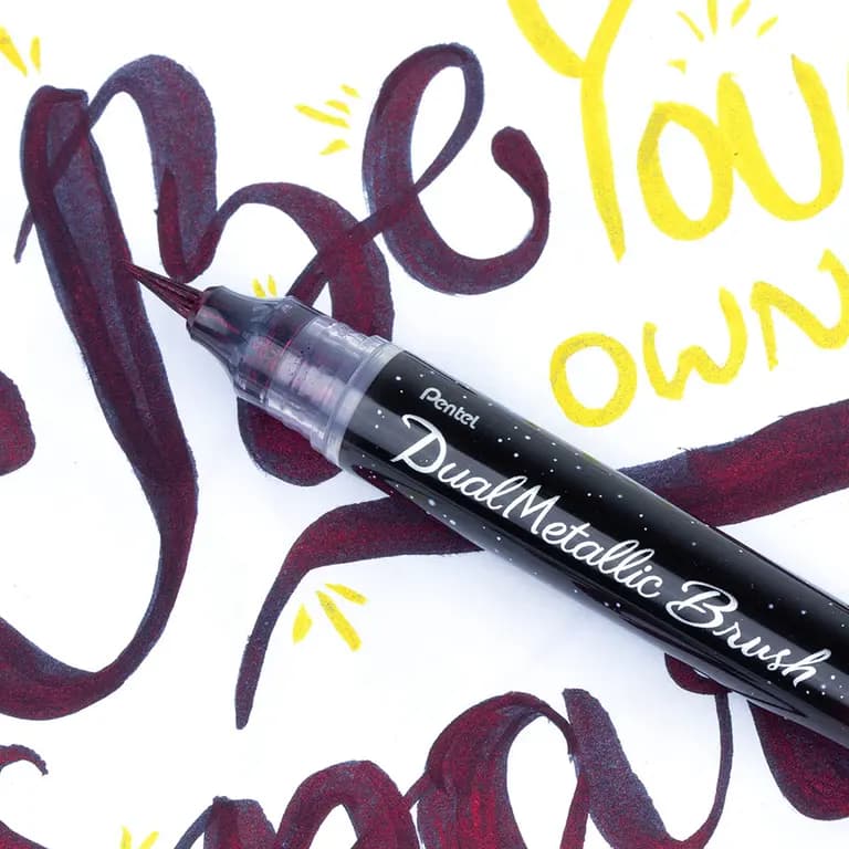 Pentel Dual Metallic Brush-Black Plus Metallic Red - XGFH-DAX