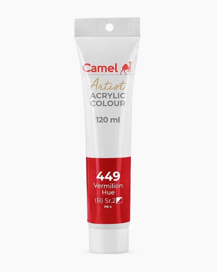 Camel Artist Acrylic Colours Individual tube of Vermilion Hue Sr 2 in 120 ml
