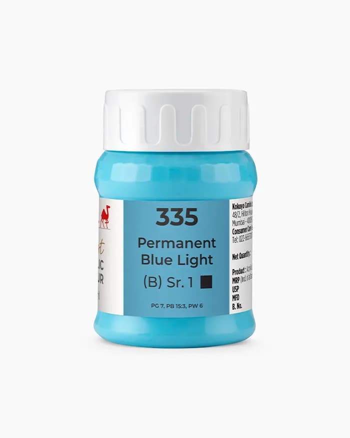 Camel Artist Acrylic Colours Individual jar of Permanent Blue Light Sr 1 in 500 ml