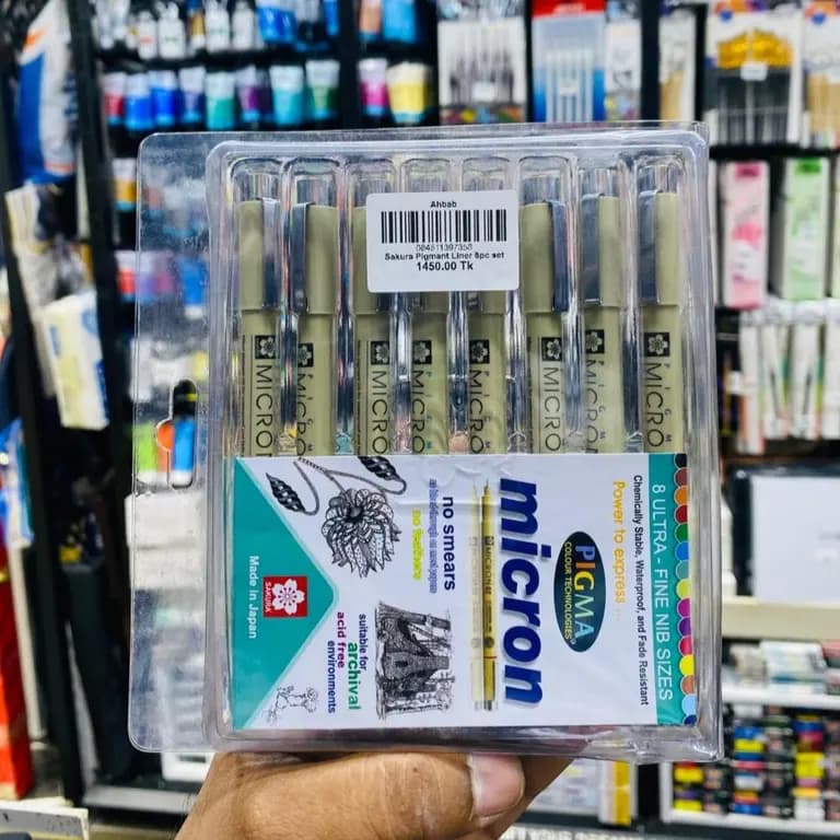 Original SAKURA PIGMA MICRON BLACK SET OF 8