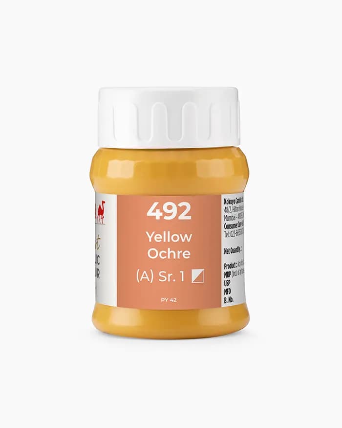 Camel Artist Acrylic Colours Individual jar of Yellow Ochre Sr 1 in 500 ml