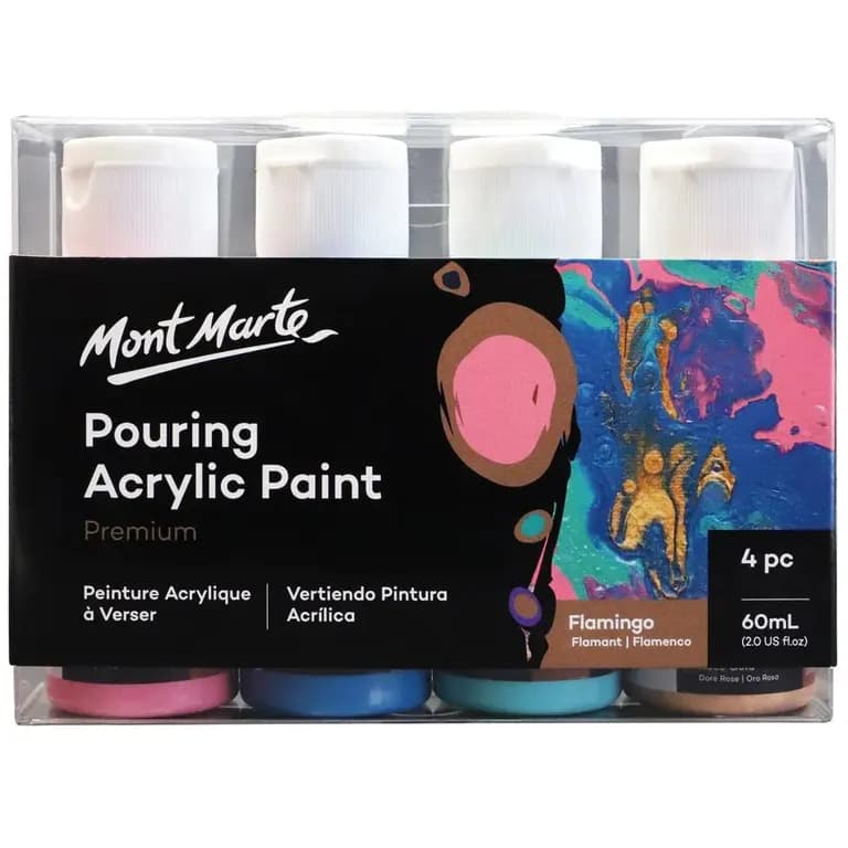 Mont Marte Pouring Acrylic Paint Set 4pc x 60ml- Flamingo