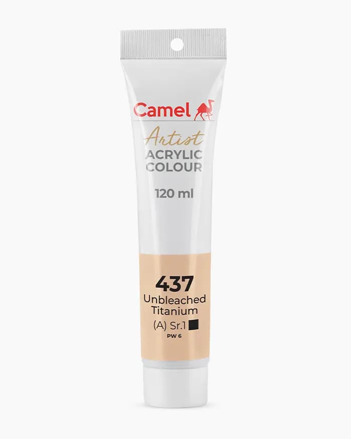 Camel Artist Acrylic Colours Individual tube of Unbleached Titanium Sr 1 in 120 ml