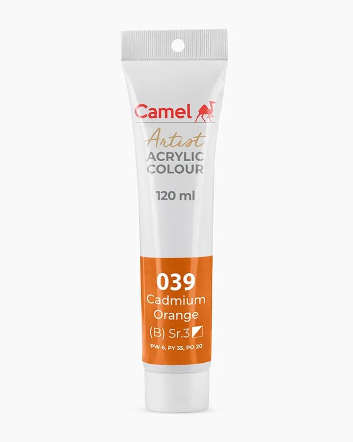 Camel Artist Acrylic Colours Individual tube of Cadmium Orange Sr 3 in 120 ml