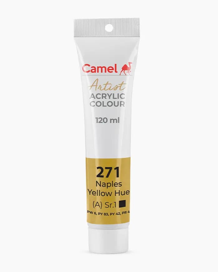 Camel Artist Acrylic Colours Individual tube of Naples Yellow Hue Sr 1 in 120 ml