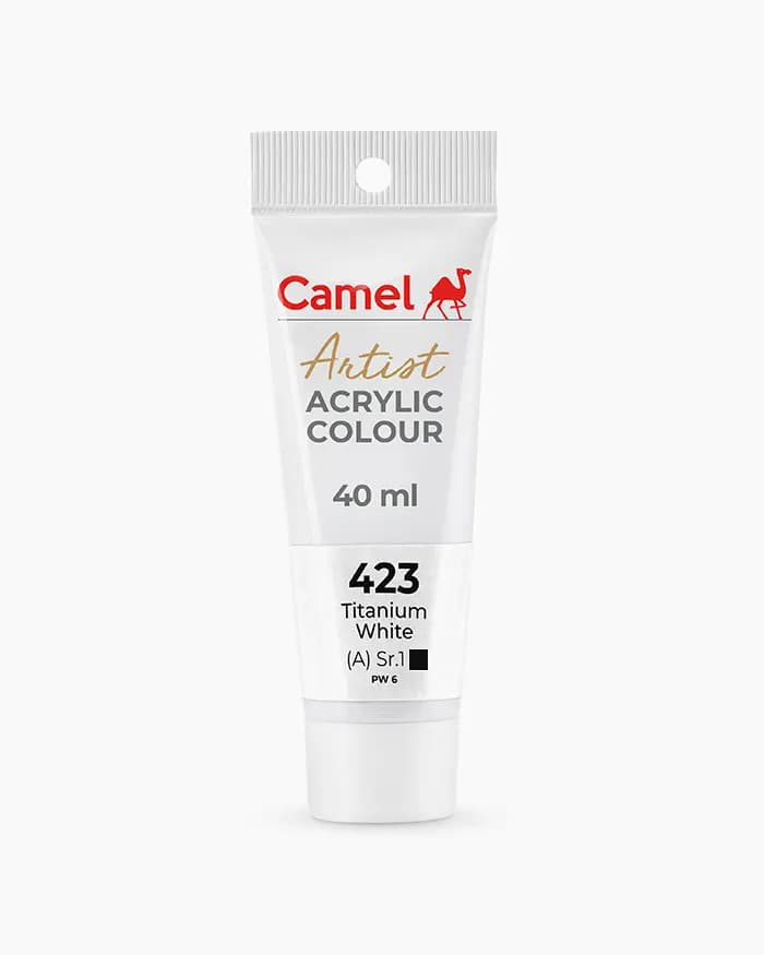 Camel Artist Acrylic Colours Individual tube of Titanium White Sr 1 in 40 ml