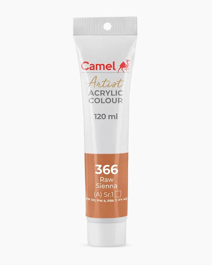 Camel Artist Acrylic Colours Individual tube of Raw Sienna Sr 1 in 120 ml