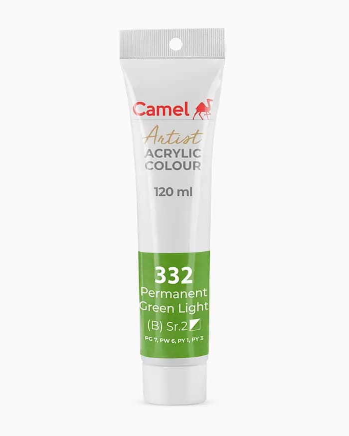 Camel Artist Acrylic Colours Individual tube of Permanent Green Light Sr 2 in 120 ml