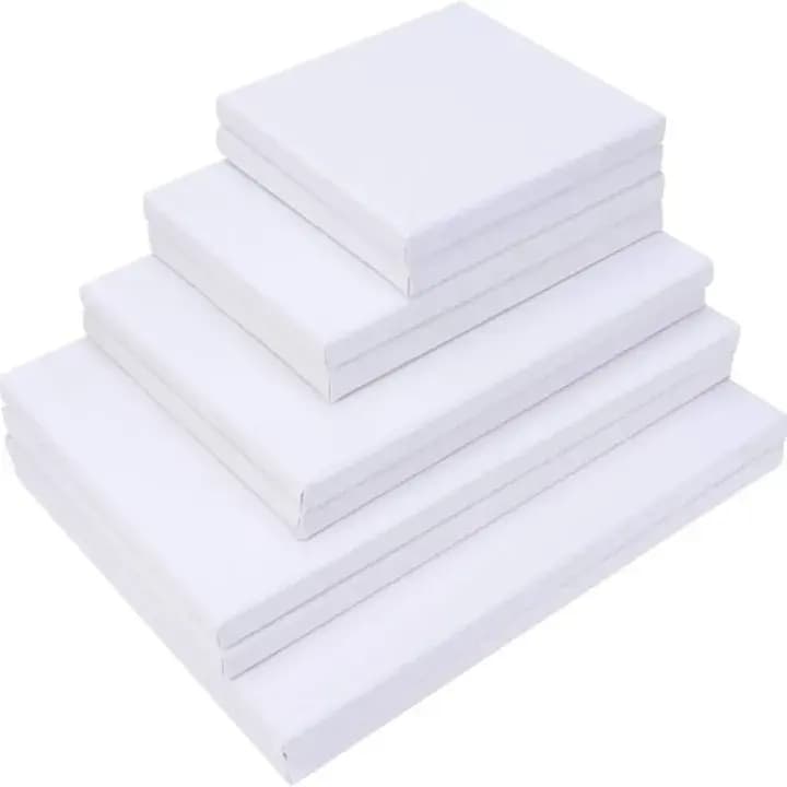 Stretched White Blank Canvas Set (4x4-5x5-6x6-8x8-10x10 inch) 5pc combo set