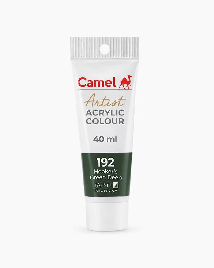 Camel Artist Acrylic Colours Individual tube of Hooker`s Green Deep Sr 1 in 40 ml