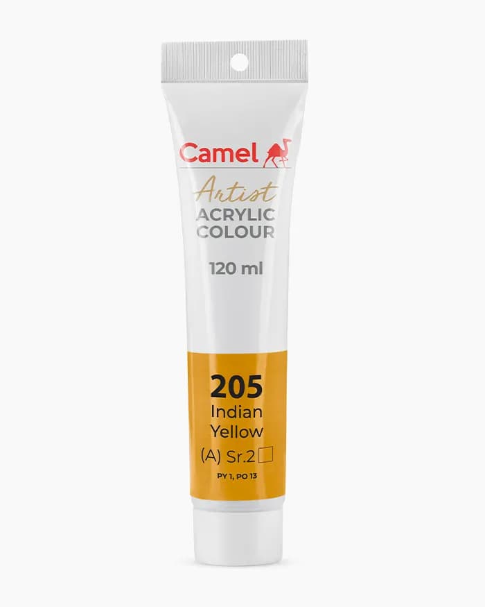 Camel Artist Acrylic Colours Individual tube of Indian Yellow Sr 2 in 120 ml