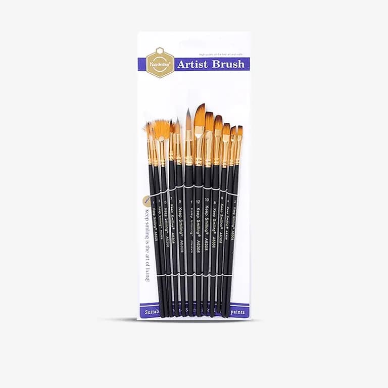 Keep Smiling Artist Mixd Brush Set Black 12pcs