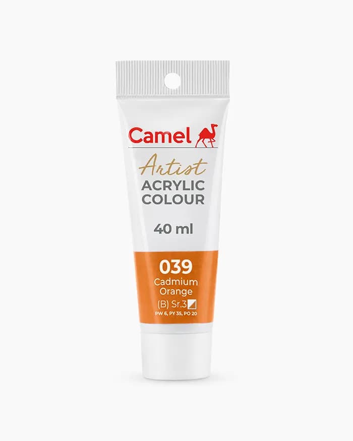 Camel Artist Acrylic Colours Individual tube of Cadmium Orange Sr in 40 ml