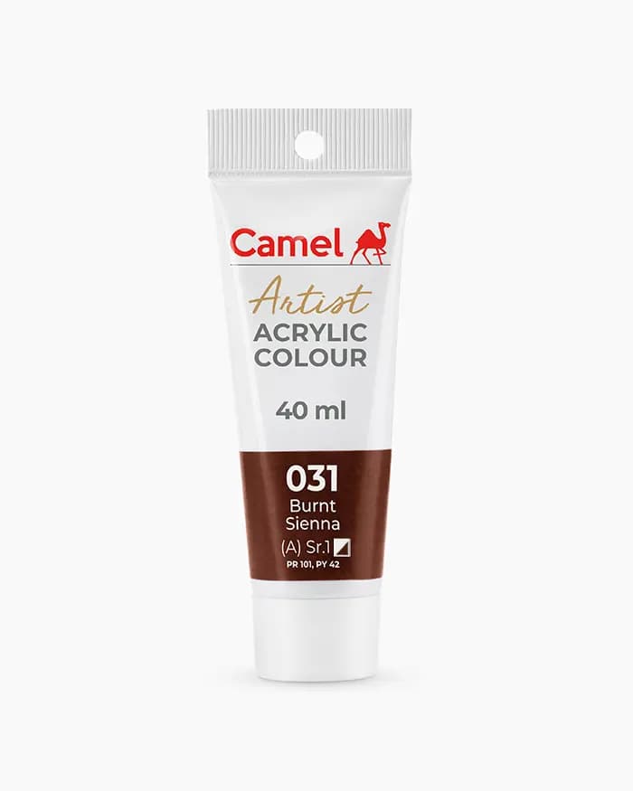 Camel Artist Acrylic Colours Individual tube of Burnt Sienna Sr 1 in 40 ml