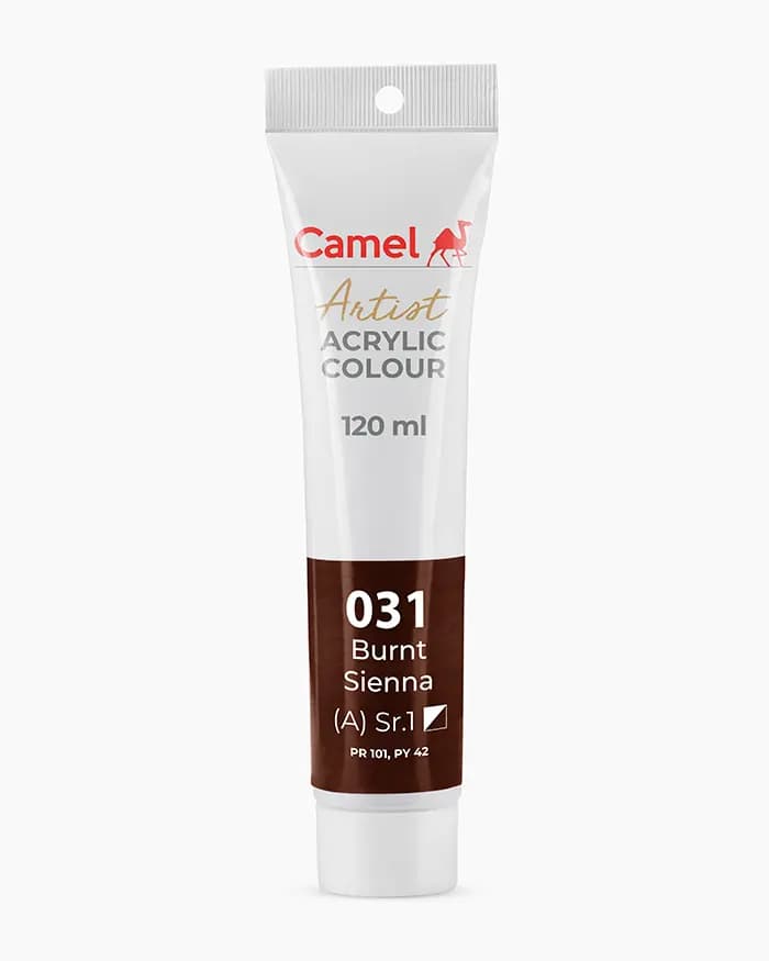 Camel Artist Acrylic Colours Individual tube of Burnt Sienna Sr 1 in 120 ml