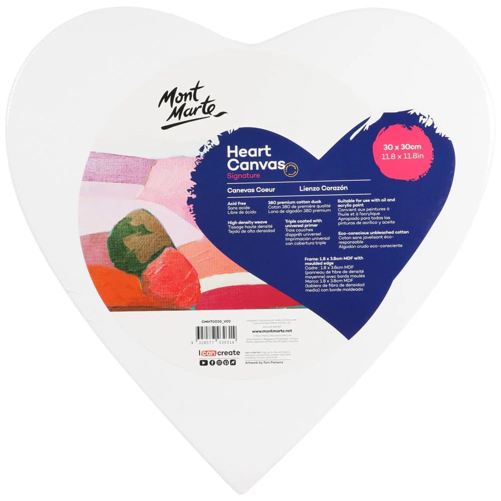 Mont Marte Heart Canvas 30 x 30cm (11.8 x 11.8in)