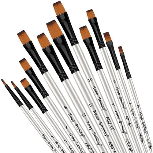 Keep Smiling Artist Flat Brush Paint 12pc