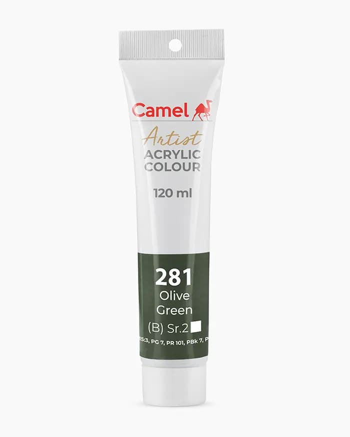 Camel Artist Acrylic Colours Individual tube of Olive Green Sr 2 in 120 ml