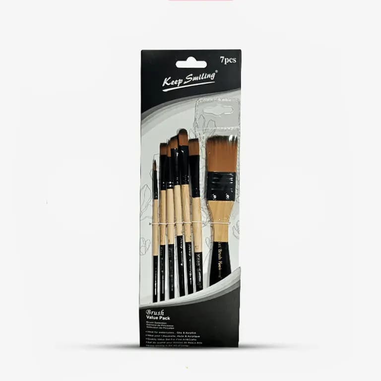 Keep smiling Black Body Artist Flat mix Brush set 7pc A0003