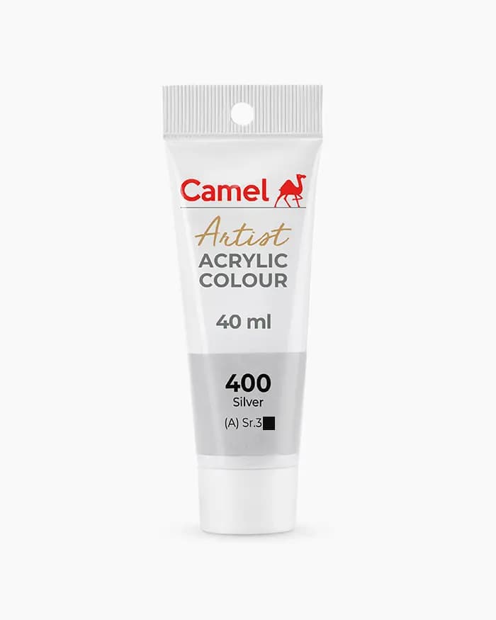 Camel Artist Acrylic Colours Individual tube of Silver Sr 3 in 40 ml