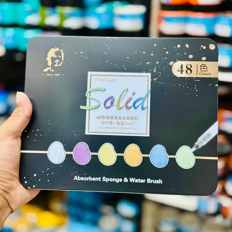Giorgione Solid Watercolor Glitter Metallic Paint Set 48 Tin Box G-ZG-48B