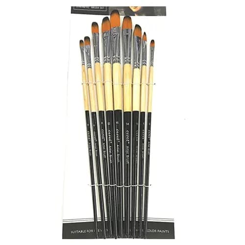Keep Smiling Monalisa Artist Paint Filbert  Brush Set 9pc