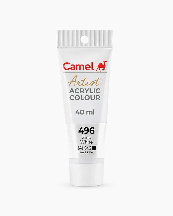 Camel Artist Acrylic Colours Individual tube of Zinc White Sr 2 in 40 ml
