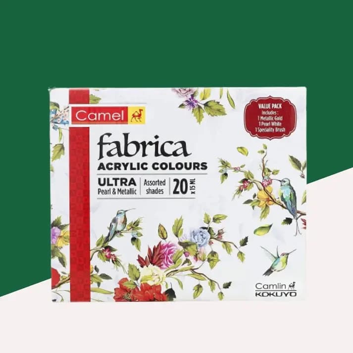Camel Fabrica Acrylic Ultra Pearl and Metallic Colour Set 15ml 20pc 