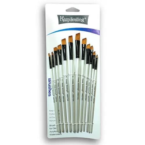 Keep Smiling Artist Angale Paint Brush Set 12 Pc