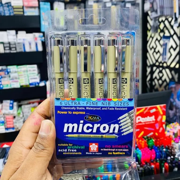 Original SAKURA PIGMA MICRON BLACK SET OF 6