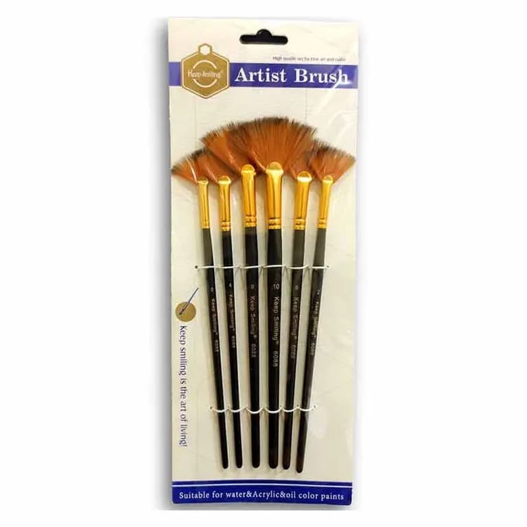 Keep Smiling Artist Fan Brush Set 6pc