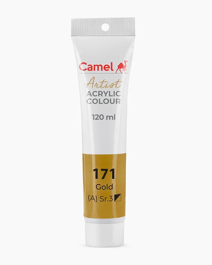 Camel Artist Acrylic Colours Individual tube of Gold Sr 3  in 120 ml